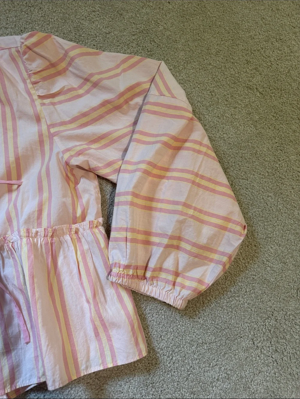 Free People tie front pink/yellow top, M
